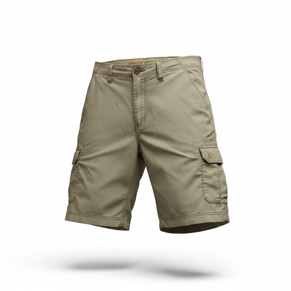 WearFirst WF Free-Band Cargo Shorts Men's 32 Khaki Ripstop Comfort Waist